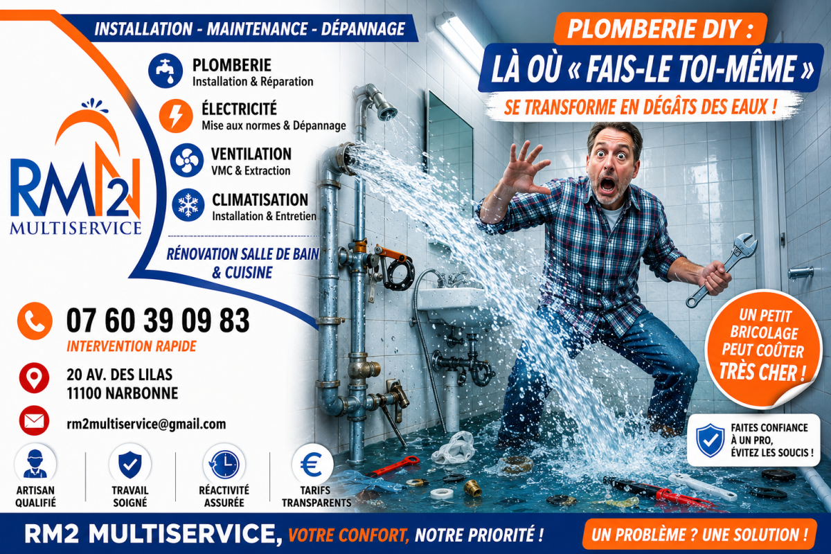 Plombier professionnel à Narbonne réalisant des travaux d’installation et de dépannage en plomberie pour particuliers et professionnels.