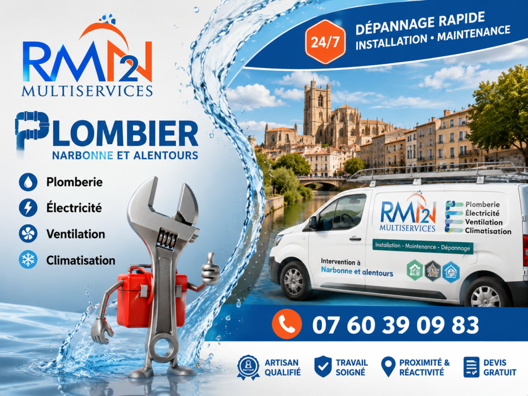 Plombier débouchage à Narbonne intervenant pour déboucher une canalisation et résoudre un problème d’évacuation dans une habitation.
